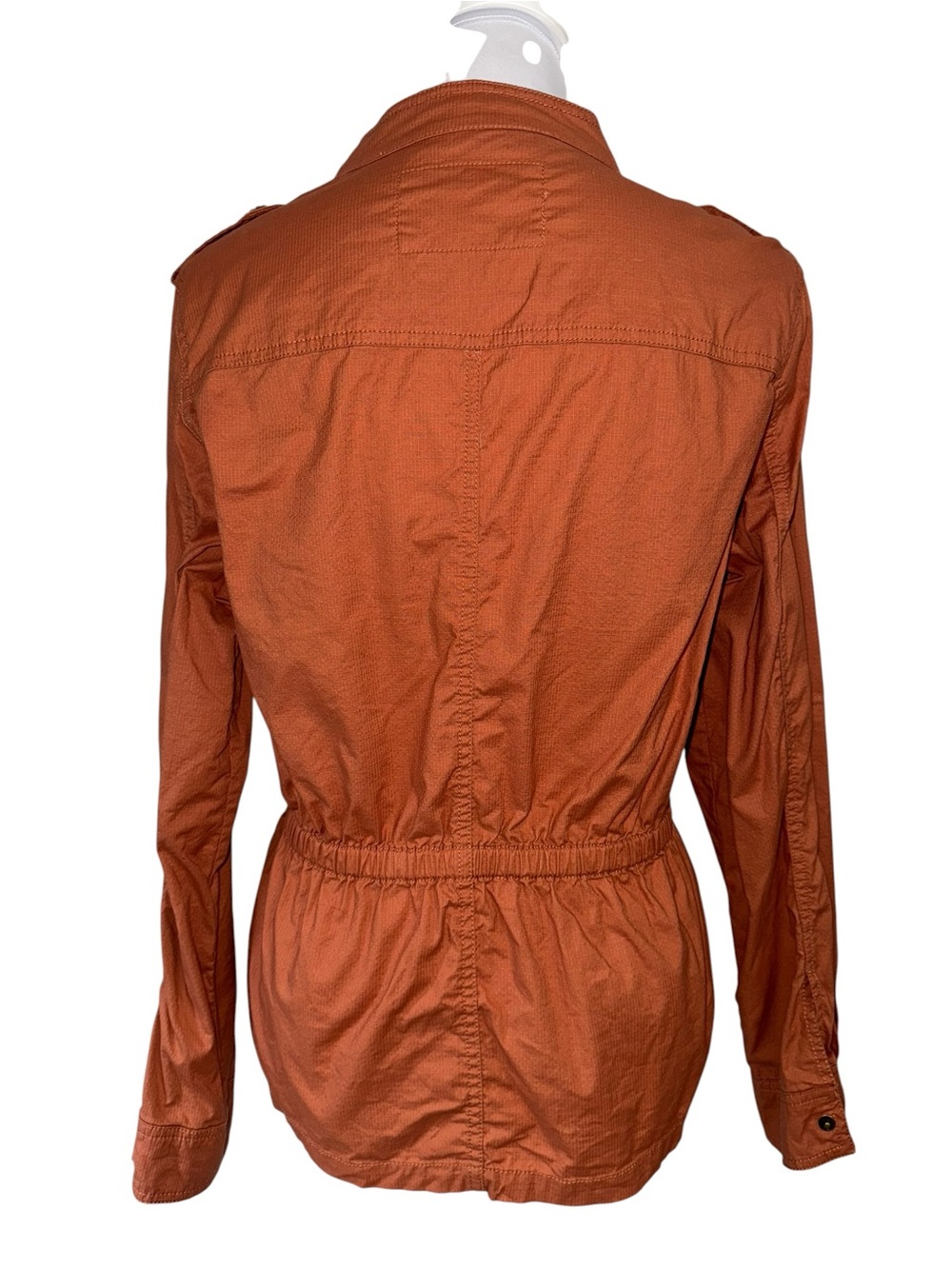 Dressbarn Utility Jacket Womens Medium Rust Orange Military Cargo Cinch Waist - Picture 4 of 10